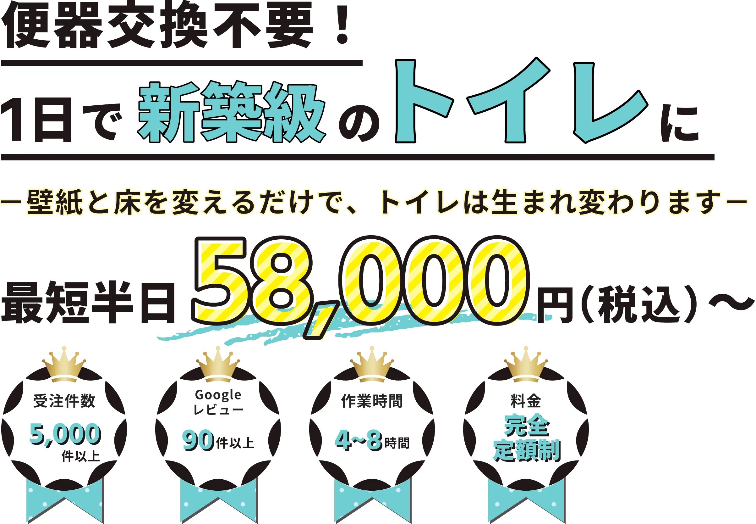 便器交換不要！1日で新築級のトイレに-壁紙と床を変えるだけで、トイレは生まれ変わります-